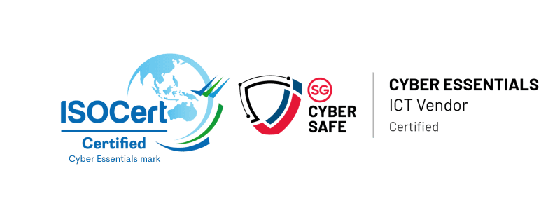 ISOCert Certified and SG Cyber Safe Cyber Essentials marks, ICT Vendor, Certified